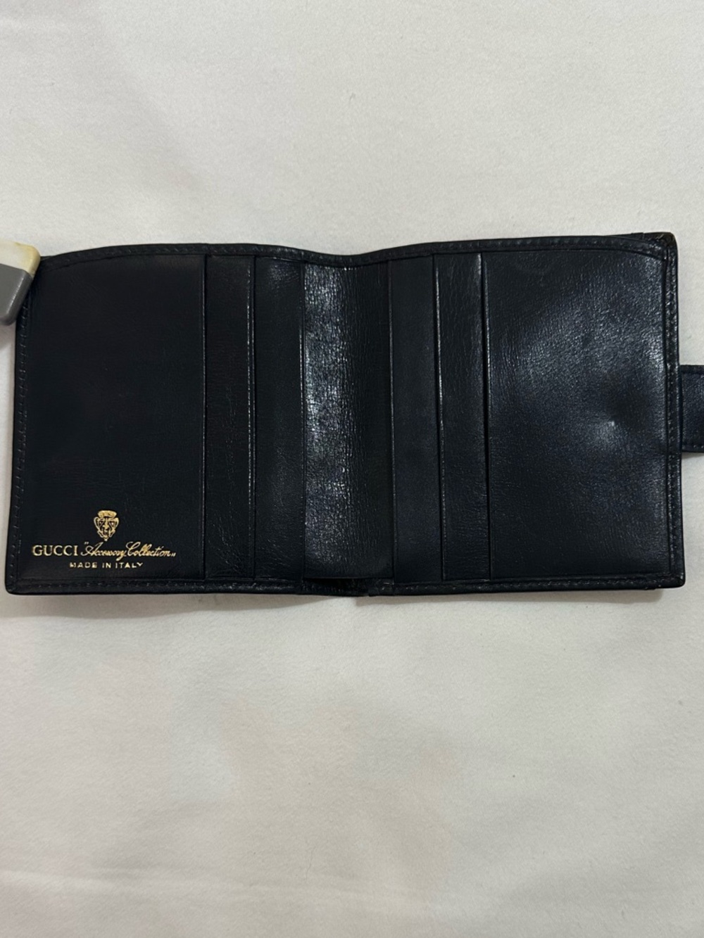 VINTAGE GUCCI GG SUPREME RACING STRIPE WEB WALLET BIFOLD CANVAS LEATHER SHERRY - Picture 4 of 14